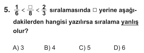 7. Sınıf Matematik 2018 İOKBS Bursluluk Sınavı 5. Soru görseli