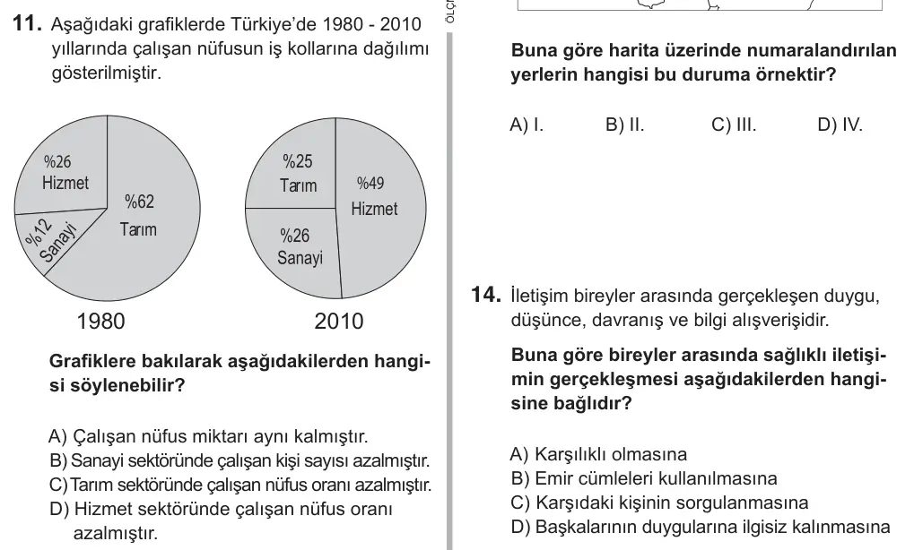 7. Sınıf Sosyal Bilgiler 2018 İOKBS Bursluluk Sınavı 11. Soru görseli