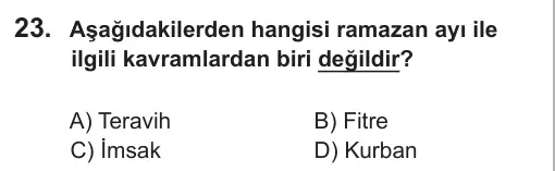 7. Sınıf Sosyal Bilgiler 2018 İOKBS Bursluluk Sınavı 23. Soru görseli