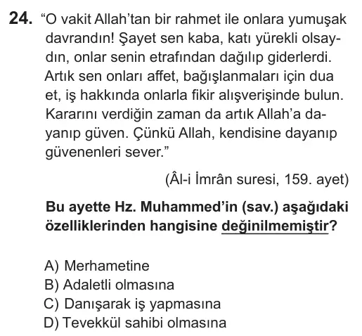 7. Sınıf Sosyal Bilgiler 2018 İOKBS Bursluluk Sınavı 24. Soru görseli