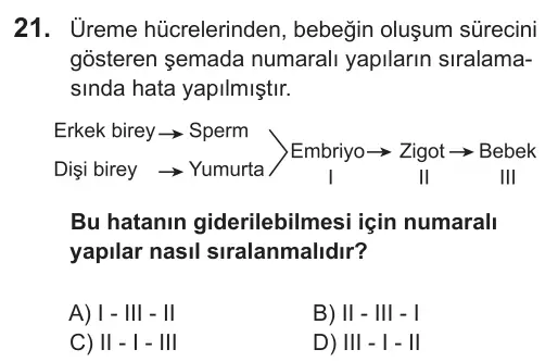 8. Sınıf Fen Bilimleri 2018 İOKBS Bursluluk Sınavı 21. Soru görseli