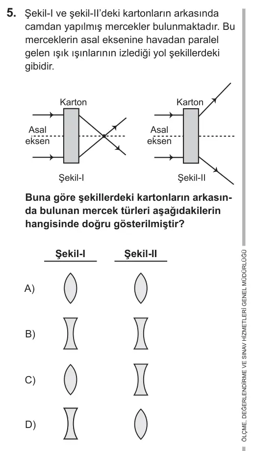 8. Sınıf Fen Bilimleri 2018 İOKBS Bursluluk Sınavı 5. Soru görseli