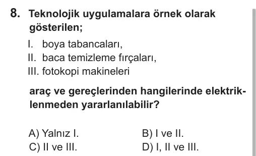 8. Sınıf Fen Bilimleri 2018 İOKBS Bursluluk Sınavı 8. Soru görseli