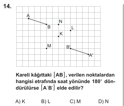8. Sınıf Matematik 2018 İOKBS Bursluluk Sınavı 14. Soru görseli