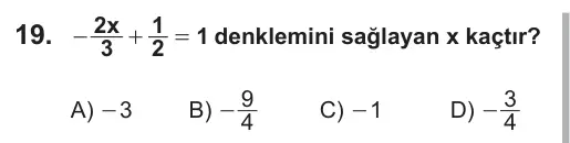 8. Sınıf Matematik 2018 İOKBS Bursluluk Sınavı 19. Soru görseli