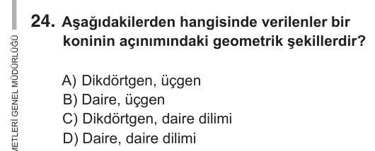 8. Sınıf Matematik 2018 İOKBS Bursluluk Sınavı 24. Soru görseli