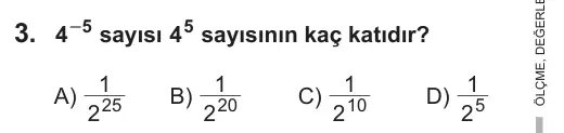 8. Sınıf Matematik 2018 İOKBS Bursluluk Sınavı 3. Soru görseli