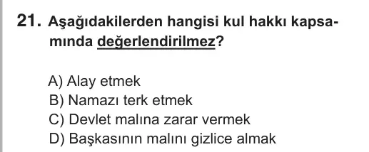 8. Sınıf Sosyal Bilgiler 2018 İOKBS Bursluluk Sınavı 21. Soru görseli