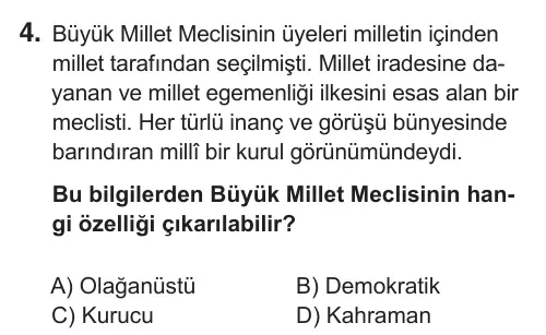 8. Sınıf Sosyal Bilgiler 2018 İOKBS Bursluluk Sınavı 4. Soru görseli