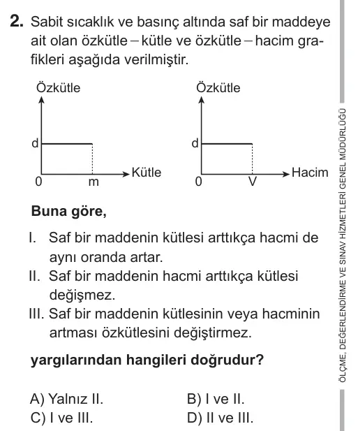 9, 10, 11. Sınıf Fen Bilimleri 2018 İOKBS Bursluluk Sınavı 2. Soru görseli