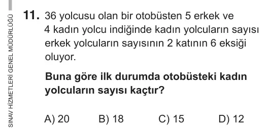 9, 10, 11. Sınıf Matematik 2018 İOKBS Bursluluk Sınavı 11. Soru görseli