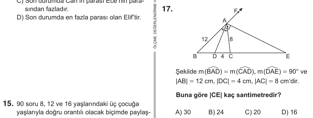9, 10, 11. Sınıf Matematik 2018 İOKBS Bursluluk Sınavı 17. Soru görseli