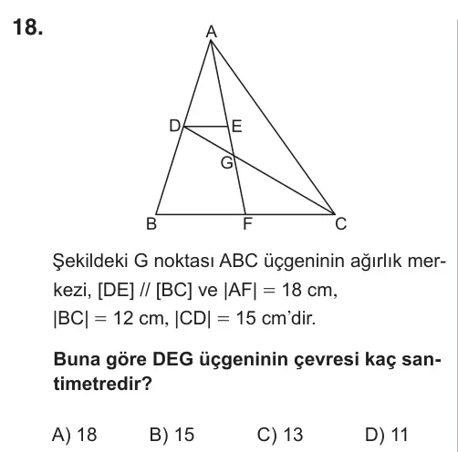 9, 10, 11. Sınıf Matematik 2018 İOKBS Bursluluk Sınavı 18. Soru görseli