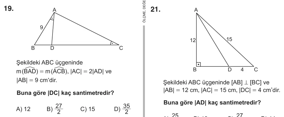9, 10, 11. Sınıf Matematik 2018 İOKBS Bursluluk Sınavı 19. Soru görseli