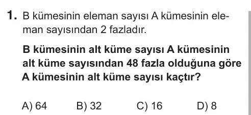 9, 10, 11. Sınıf Matematik 2018 İOKBS Bursluluk Sınavı 1. Soru görseli
