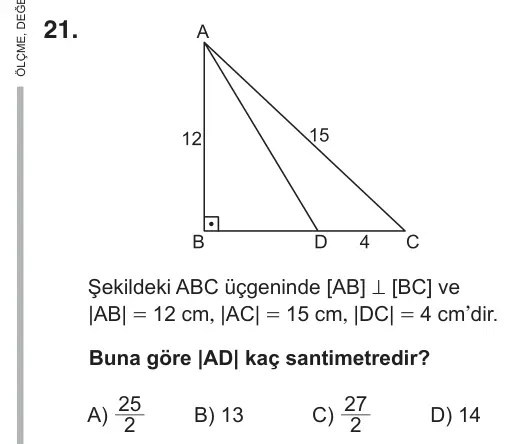 9, 10, 11. Sınıf Matematik 2018 İOKBS Bursluluk Sınavı 21. Soru görseli
