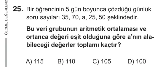 9, 10, 11. Sınıf Matematik 2018 İOKBS Bursluluk Sınavı 25. Soru görseli