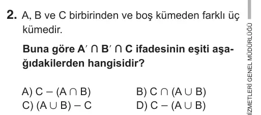 9, 10, 11. Sınıf Matematik 2018 İOKBS Bursluluk Sınavı 2. Soru görseli