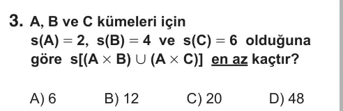 9, 10, 11. Sınıf Matematik 2018 İOKBS Bursluluk Sınavı 3. Soru görseli