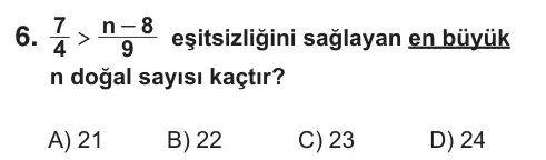 9, 10, 11. Sınıf Matematik 2018 İOKBS Bursluluk Sınavı 6. Soru görseli
