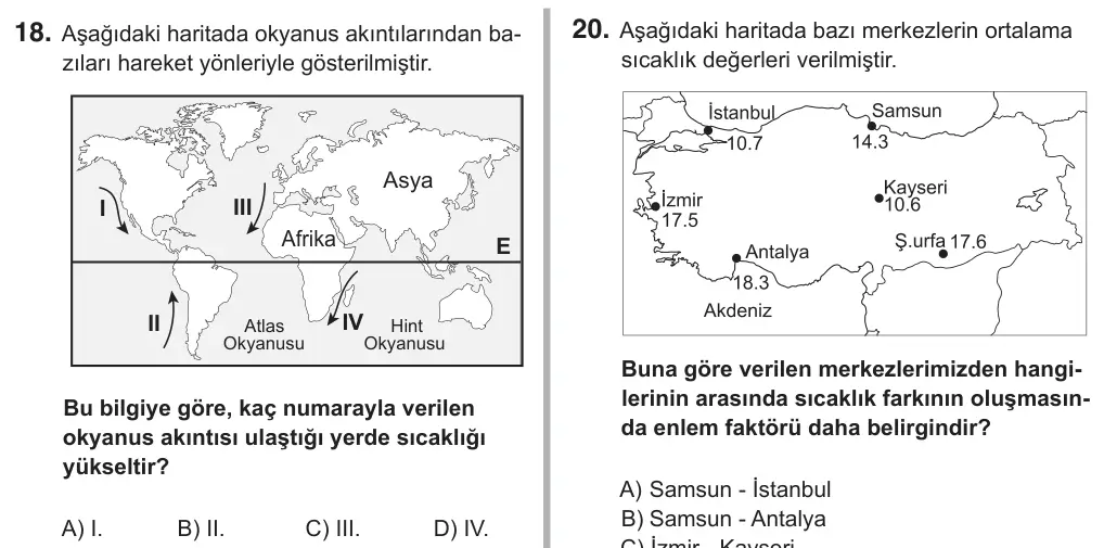 9, 10, 11. Sınıf Sosyal Bilgiler 2018 İOKBS Bursluluk Sınavı 18. Soru görseli