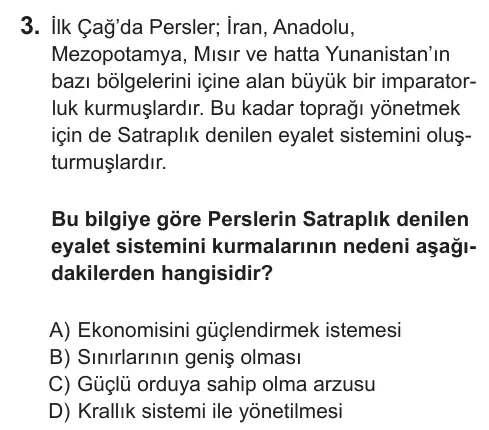9, 10, 11. Sınıf Sosyal Bilgiler 2018 İOKBS Bursluluk Sınavı 3. Soru görseli