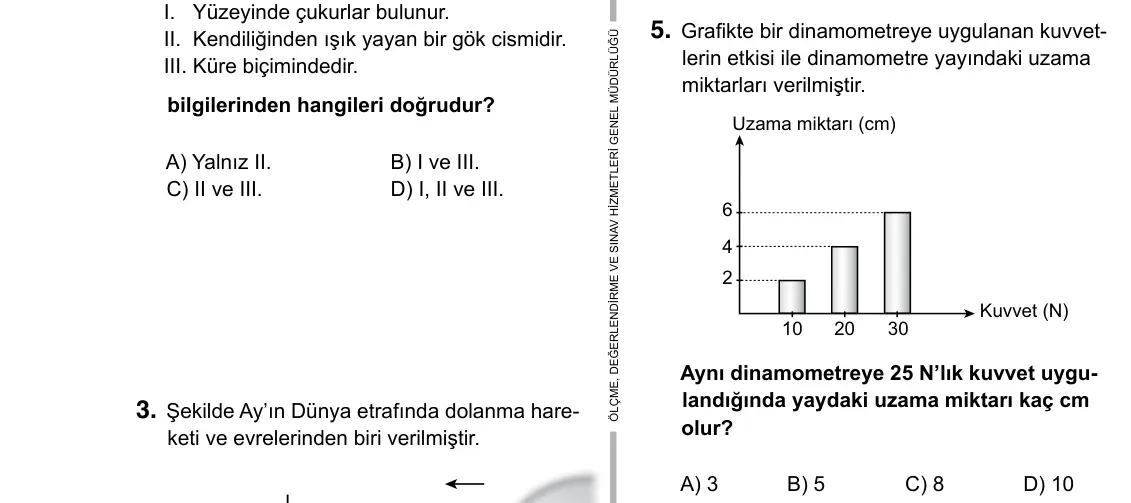 5. Sınıf Fen Bilimleri 2019 İOKBS Bursluluk Sınavı 5. Soru görseli
