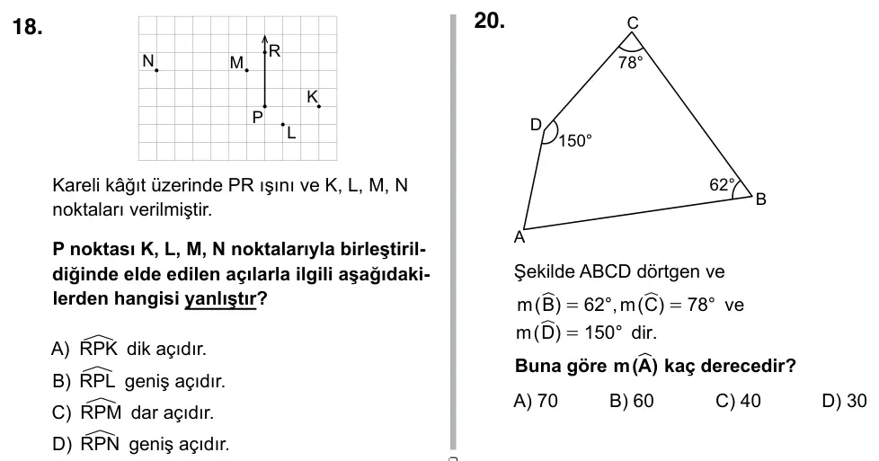 5. Sınıf Matematik 2019 İOKBS Bursluluk Sınavı 18. Soru görseli