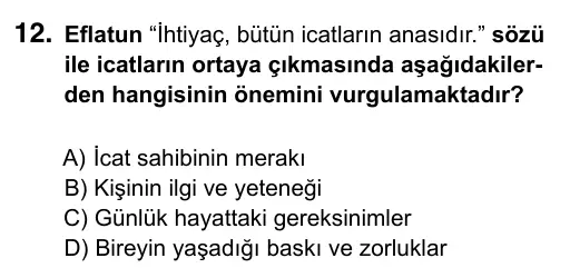 5. Sınıf Sosyal Bilgiler 2019 İOKBS Bursluluk Sınavı 12. Soru görseli
