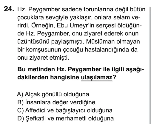 5. Sınıf Sosyal Bilgiler 2019 İOKBS Bursluluk Sınavı 24. Soru görseli