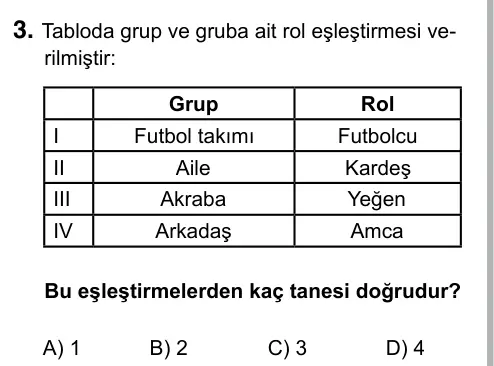 5. Sınıf Sosyal Bilgiler 2019 İOKBS Bursluluk Sınavı 3. Soru görseli