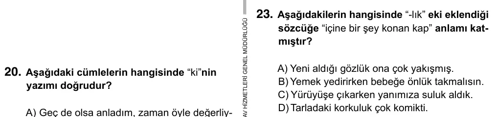 5. Sınıf Türkçe 2019 İOKBS Bursluluk Sınavı 23. Soru görseli