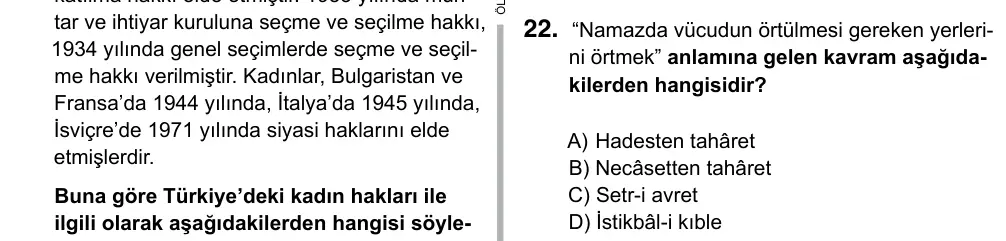 6. Sınıf Sosyal Bilgiler 2019 İOKBS Bursluluk Sınavı 22. Soru görseli