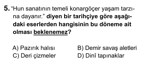6. Sınıf Sosyal Bilgiler 2019 İOKBS Bursluluk Sınavı 5. Soru görseli