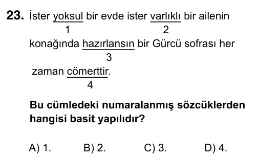 6. Sınıf Türkçe 2019 İOKBS Bursluluk Sınavı 23. Soru görseli