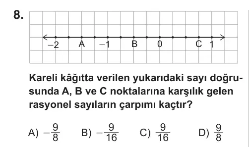 7. Sınıf Matematik 2019 İOKBS Bursluluk Sınavı 8. Soru görseli