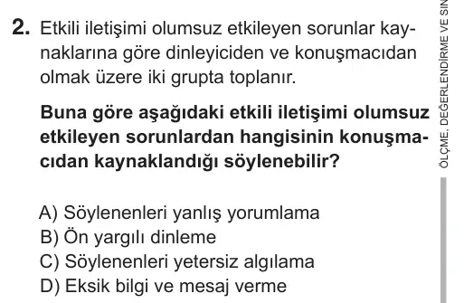 7. Sınıf Sosyal Bilgiler 2019 İOKBS Bursluluk Sınavı 2. Soru görseli