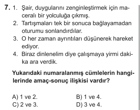 7. Sınıf Türkçe 2019 İOKBS Bursluluk Sınavı 7. Soru görseli