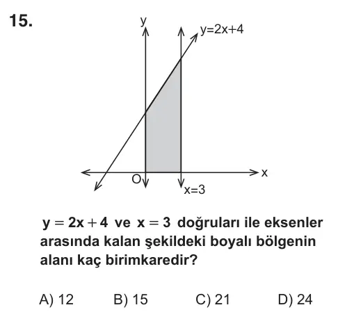 8. Sınıf Matematik 2019 İOKBS Bursluluk Sınavı 15. Soru görseli