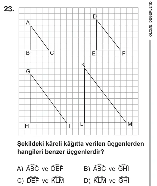 8. Sınıf Matematik 2019 İOKBS Bursluluk Sınavı 23. Soru görseli