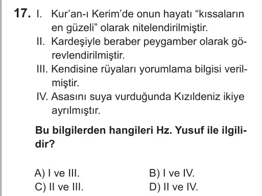 8. Sınıf Sosyal Bilgiler 2019 İOKBS Bursluluk Sınavı 17. Soru görseli