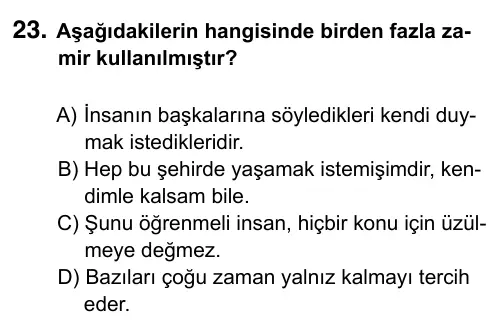 9, 10, 11. Sınıf Türk Dili ve Edebiyatı 2019 İOKBS Bursluluk Sınavı 23. Soru görseli