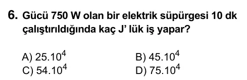 9, 10, 11. Sınıf Fen Bilimleri 2019 İOKBS Bursluluk Sınavı 6. Soru görseli