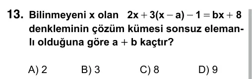 9, 10, 11. Sınıf Matematik 2019 İOKBS Bursluluk Sınavı 13. Soru görseli