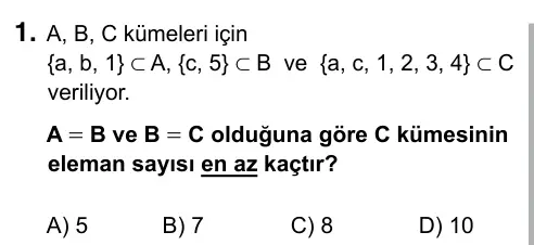 9, 10, 11. Sınıf Matematik 2019 İOKBS Bursluluk Sınavı 1. Soru görseli