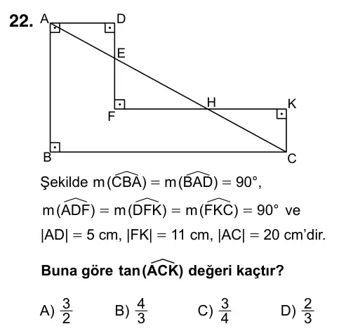 9, 10, 11. Sınıf Matematik 2019 İOKBS Bursluluk Sınavı 22. Soru görseli