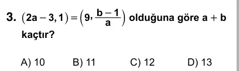 9, 10, 11. Sınıf Matematik 2019 İOKBS Bursluluk Sınavı 3. Soru görseli