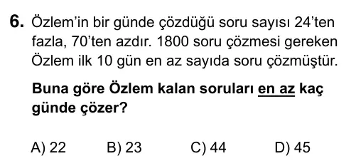 9, 10, 11. Sınıf Matematik 2019 İOKBS Bursluluk Sınavı 6. Soru görseli