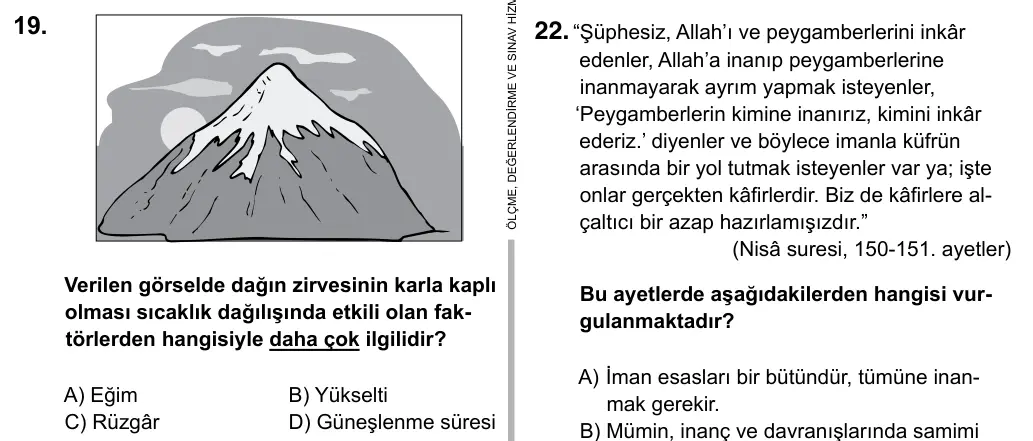 9, 10, 11. Sınıf Sosyal Bilgiler 2019 İOKBS Bursluluk Sınavı 19. Soru görseli