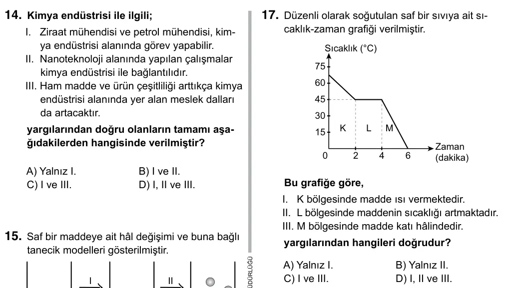 Hazırlık Sınıfı Fen Bilimleri 2019 İOKBS Bursluluk Sınavı 17. Soru görseli